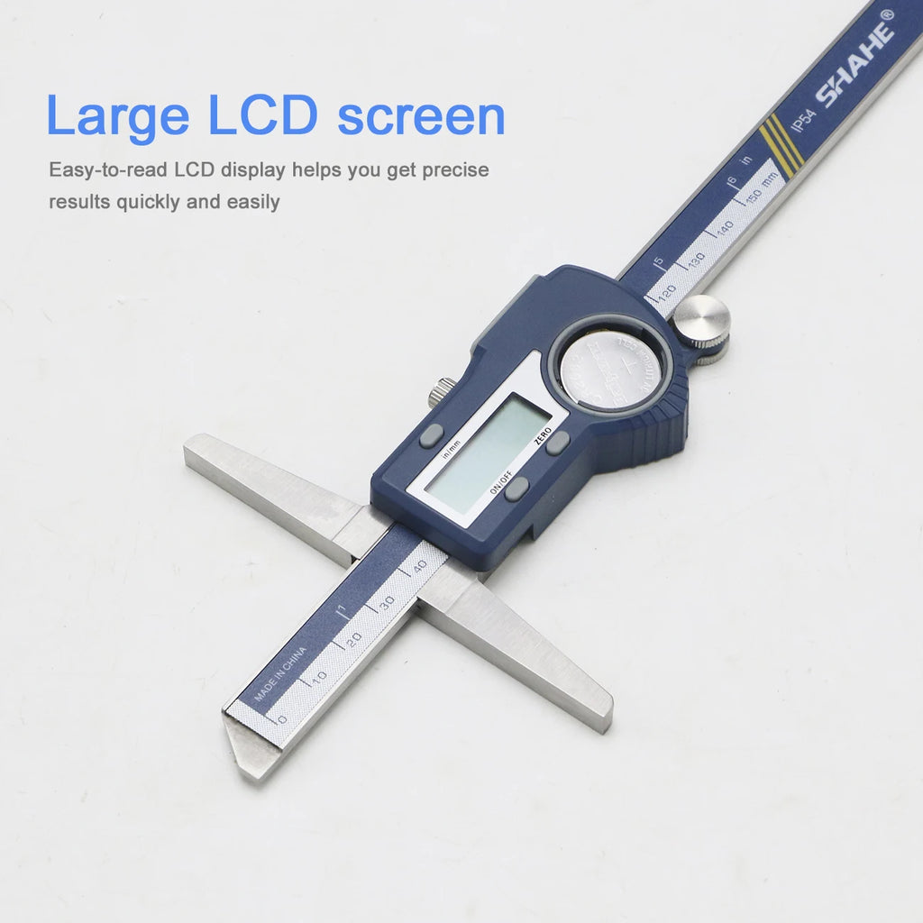 SHAHE Depth Vernier Caliper Micrometer 150/200/300 Mm Digital Vernier Caliper Stainless Steel Electric Digital Depth Gauge