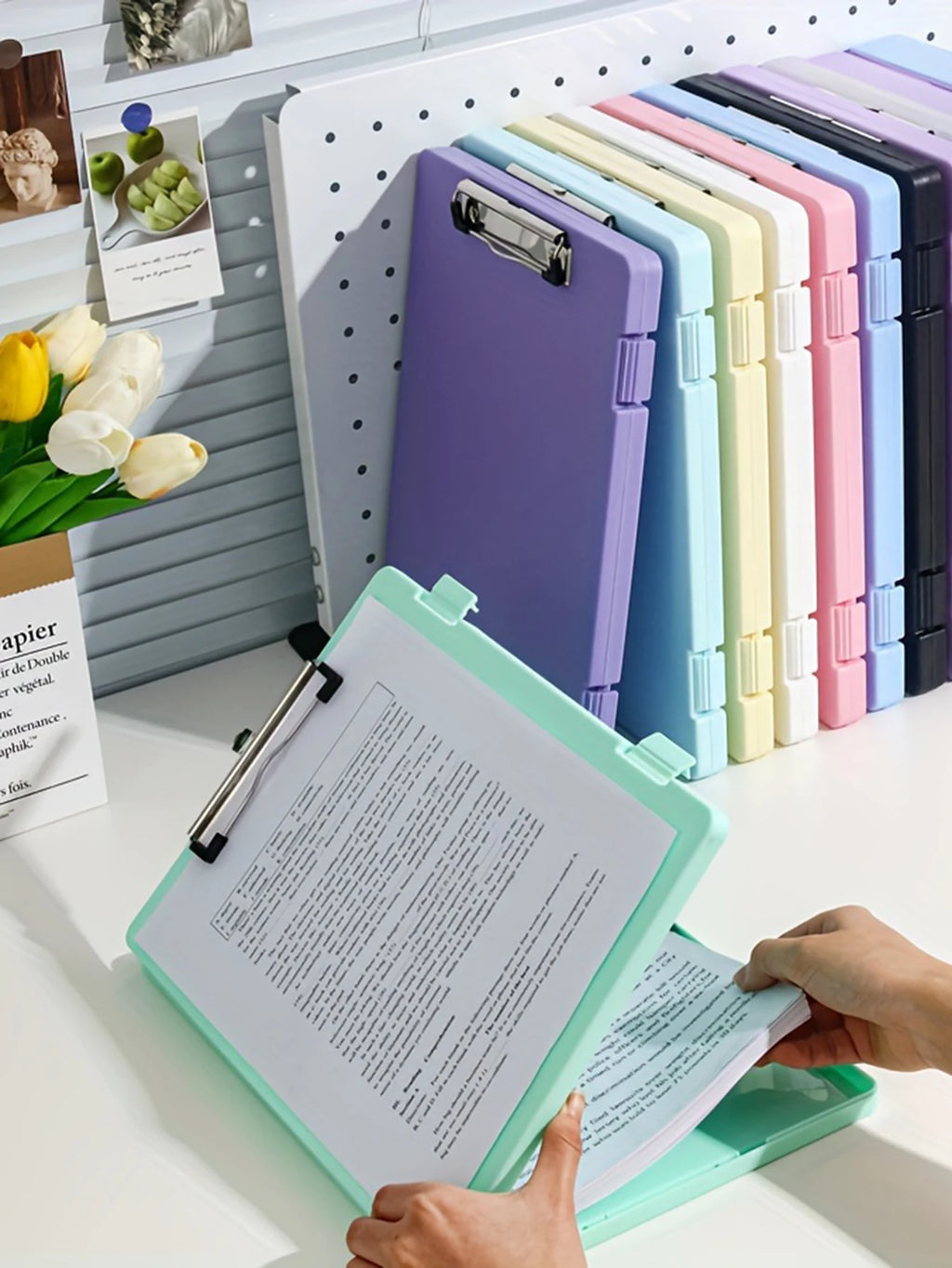 A4 Multi-functional File Folder Desktop Test Paper Organizer Office Document Board Folder Storage Box Writing Board, Office