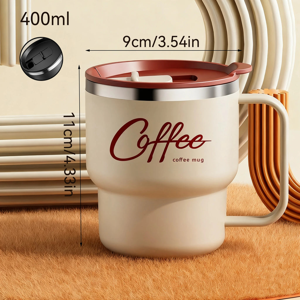 WORTHBUY 304 Stainless Steel Double Wall Insulated Coffee Cup With Handle Portable Students Leak-proof Water Cup Milk Coffee Mug