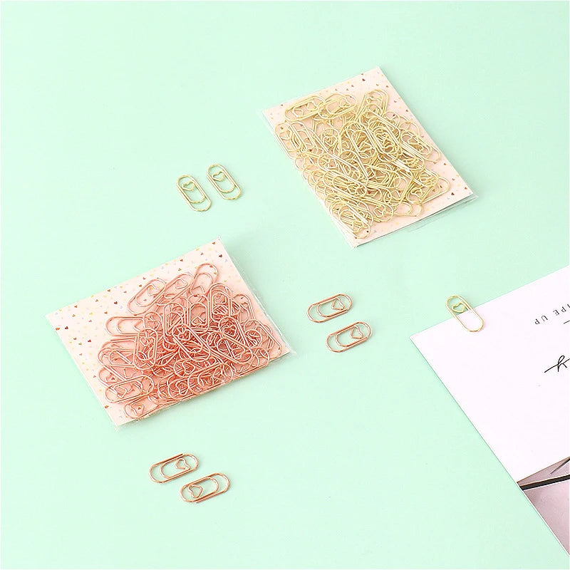 Kit 50pcs Mini Metal Heart Clips Office Supplies Paper Clip