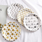 Pink Blue Stripe Dot Disposable Tableware Sets Paper Cups Plate Straws Fork Disposable Sets Wedding Birthday Party Decorations