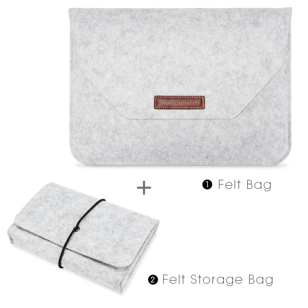 Wool Felt Laptop Bags Sleeve Cover 11" 13 15.6 inch For Macbook Air Pro Case For Notebook With Mousepad Or Power Mini-Pack Gift