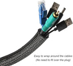 1m 3m 5m Braided Cable Sleeve Pet Nylon Wrapping Case Cover for Desk PC TV Wire Protector Cable Management Wrap