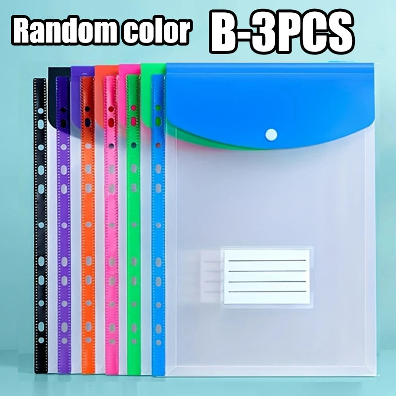 3-6pc 11Hole Binder Ring Folder A4 Large Capacity Loose Leaf Folders Portable School Student Exam Paper Storage Office Organizer