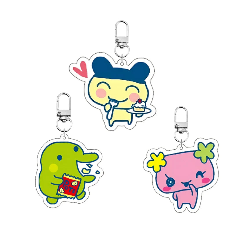 Acrylic GoGo Tamago Q Version Mobile Phone Chain Mametchi Kuchipatchi Mimitchi Gozarutchi Key Chain Cell Phone Pendant Gifts