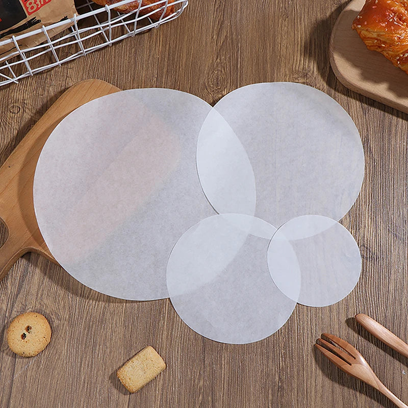 50pcs round Parchment Paper Baking Oiled Paper Air Deep-Fried Pot Paper Steamer Liners Barbecue Sheets Disposable