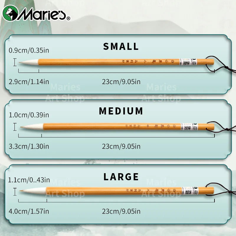 Marie's 3 pcs Jianhao Chinese Calligraphy Brush Set, Traditional Writing Watercolor Brush Ink Pen Kit for Small Regular Script,