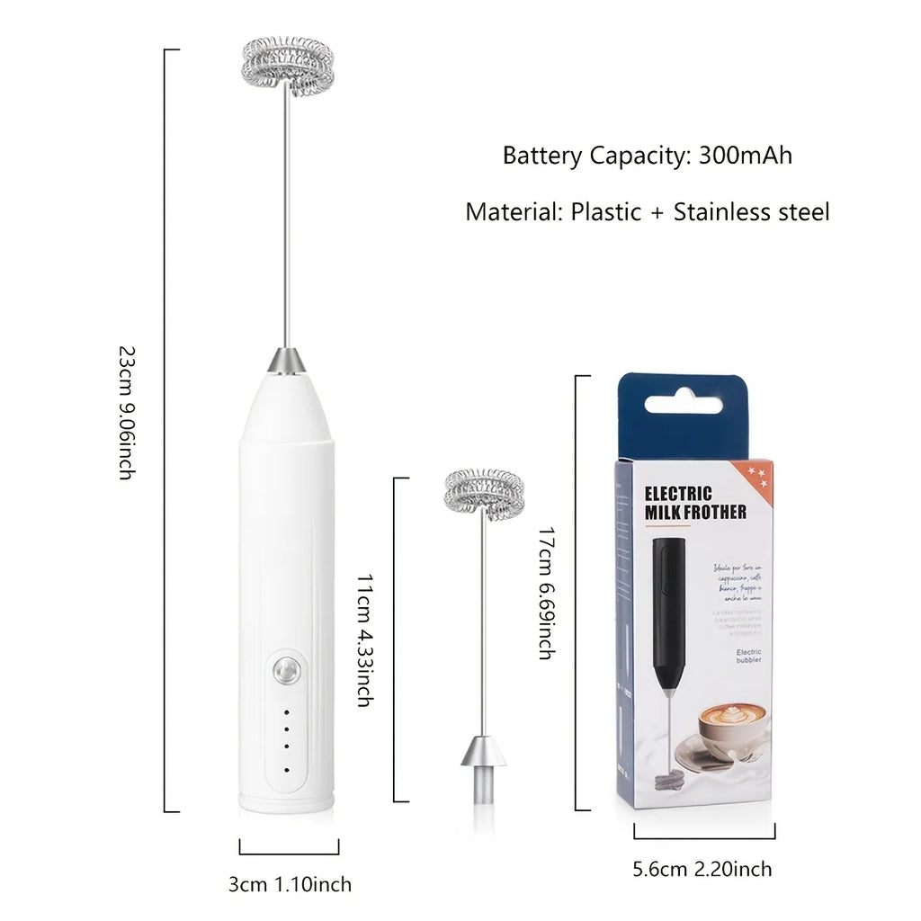 3-in-1 Electric Milk Frother & Hand Mixer, Wireless with Dual Spring, 3 Speeds & Type-C for Coffee, Baking, Kitchen & DIY Drinks