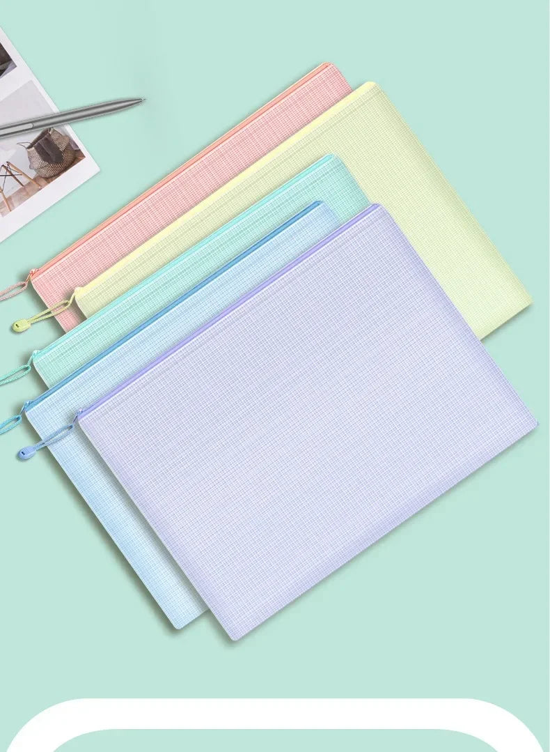 5 PCS A4 A5 A6 Mesh Zipper Pouch Document Bag Waterproof Zip File Folder Storage Bags A4 A5 A6 Office School Supplies Stationery