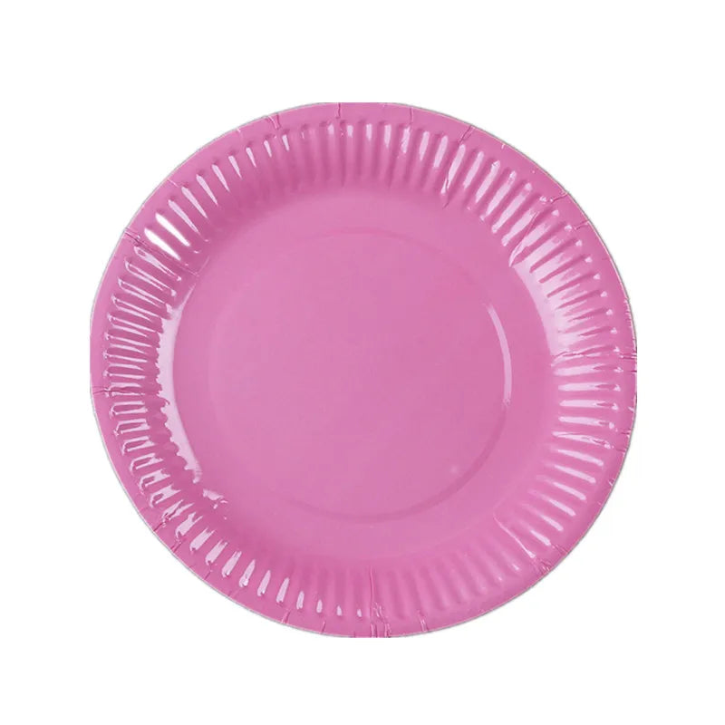 Solid Color Disposable Tableware Set Party Supplies Paper Plates Cups Wedding Birthday Party Decorations Adult Favor