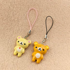 Kawaii Rilakkuma Easy Bear Phone Rope Chain Keyrings Lazybear Doll Keychains Bag Key Pendants Gift