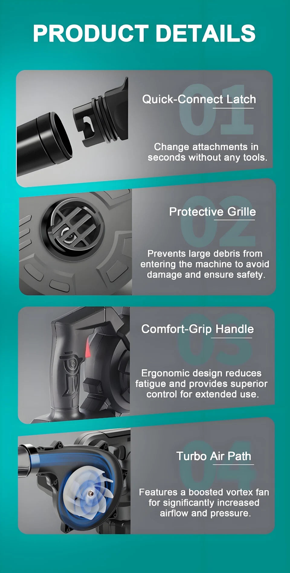 Cordless 2 in 1 Air Blower & Vacuum Cleaner, Leaf Dust Collector for Car, Computer, Garden, Compatible with Makita 18V/21V