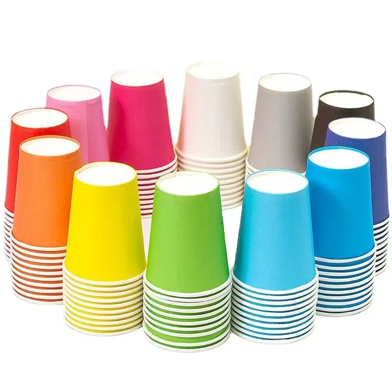 10/30/50PCS Disposable Thick Paper Cups Colored Paper Cups Birthday Parties Wedding Banquets Outdoor Picnics Party Supplies
