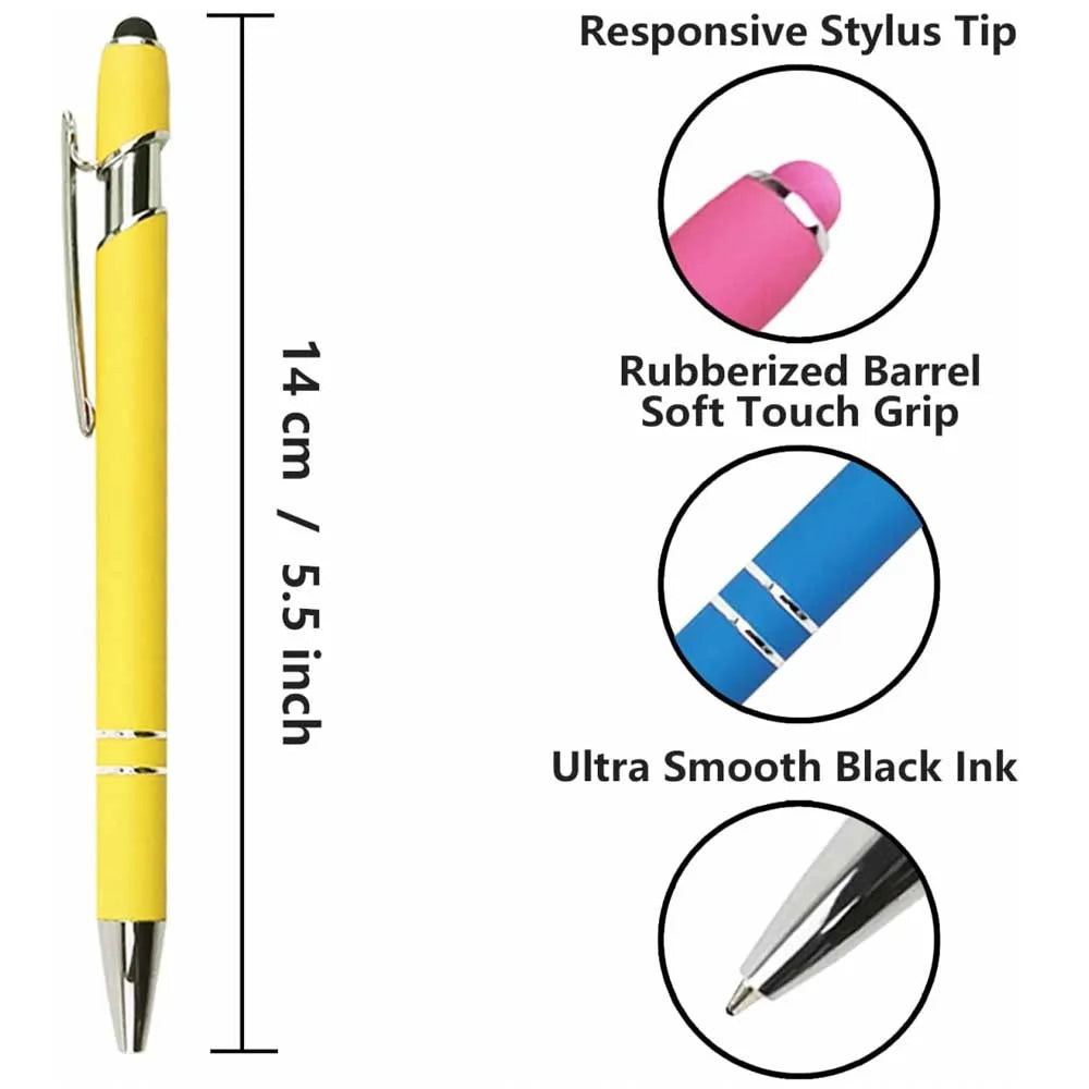 5-10Pieces Ballpoint Pen with Stylus Tip, Metal, 2 in 1 Stylus Ballpoint Pen 1.0 mm Black Ink  for Smartphone, Tablet
