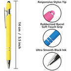 5-10Pieces Ballpoint Pen with Stylus Tip, Metal, 2 in 1 Stylus Ballpoint Pen 1.0 mm Black Ink  for Smartphone, Tablet