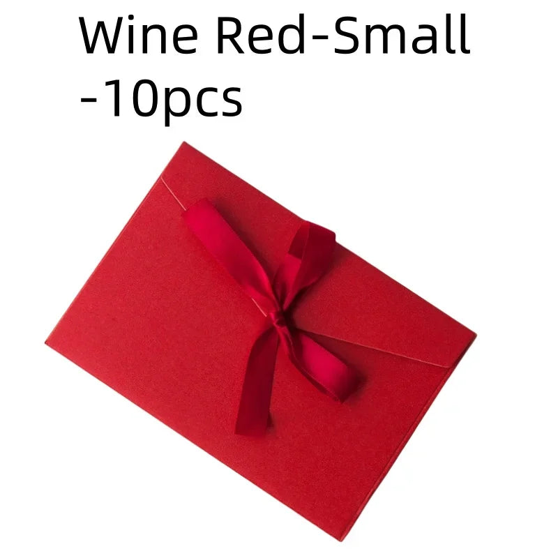 10 Pcs/set Envelope Pearlescent Paper Bow Thicken Ribbon Retro Creative Color Stationery Wedding Invited Gift High Quality