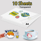 10Sheet Silver Printable Vinyl Sticker Paper A4 Printer Copy Paper Transparent White Sticker Paper DIY Crafts for Inkjet Printer