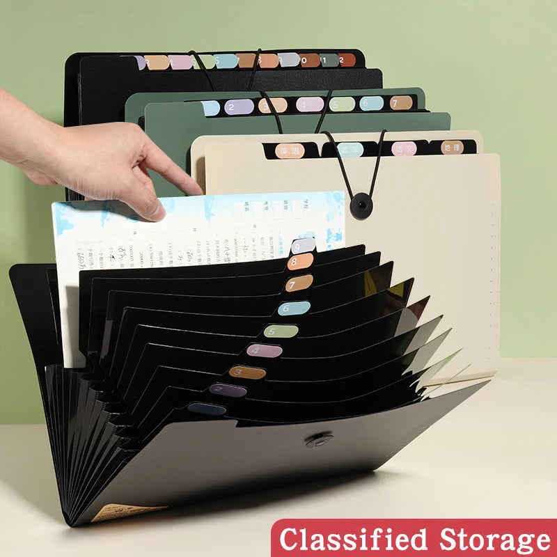 A4 File Folder Storage Bag 5/8/13 Layers Desktop Organizer for Test Papers School Stationery Office Supplies