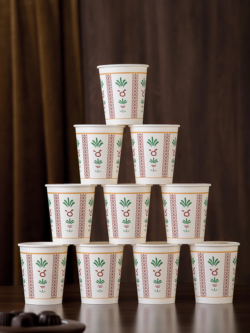 25/50/100Pcs Middle Eastern Style Printed Paper Cups, Disposable Paper Cups, Tulip Printed Paper Cups, Coffee Cups, Tea Cups,