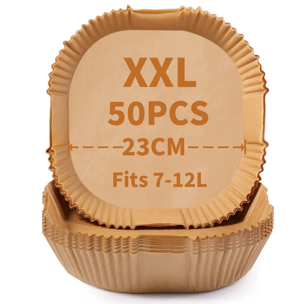 XXL 23CM Air Fryer Paper Square Parchment Paper Disposable Paper Liner Oil-proof Paper for 7-12 L AirFryer Oven Microwave Pan