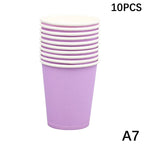 10PCS 9oz 250ml Solid Thick Paper Cup Disposable Cup Wedding Birthday Party Holiday Disposable Tableware
