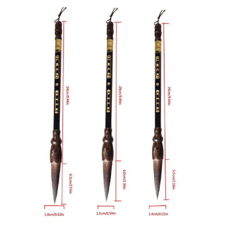 3Pcs Chinese Brush Big Small Chinese Traditional Painting Brush