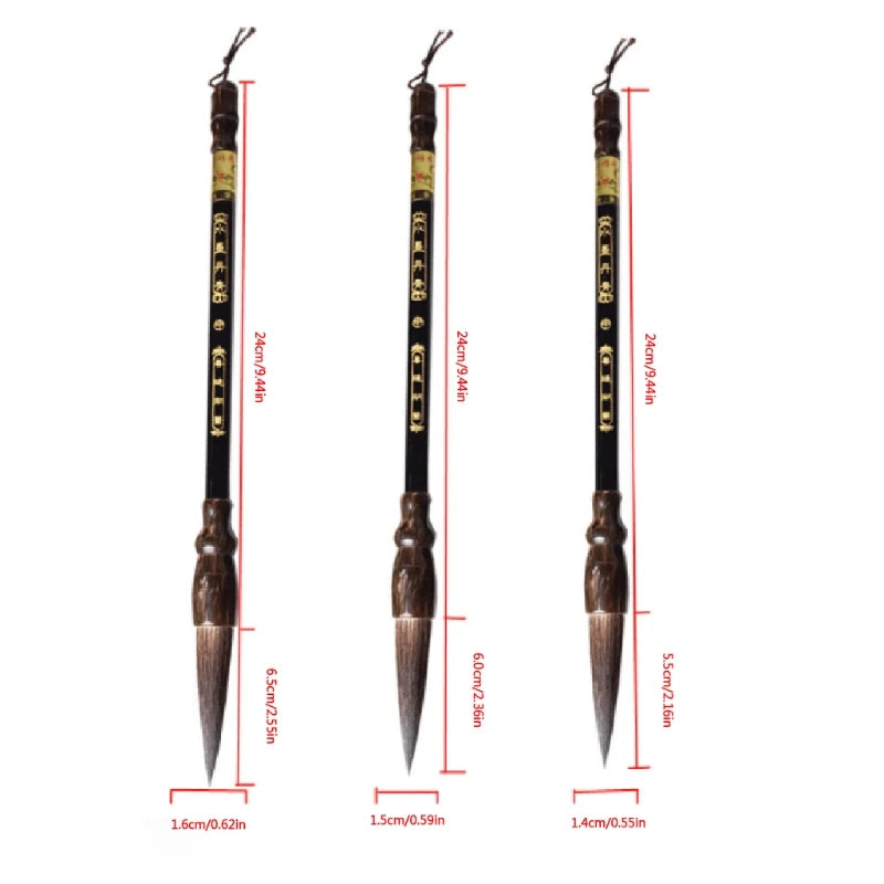 3Pcs Chinese Brush Big Small Chinese Traditional Painting Brush