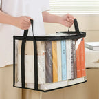 Foldable Transparent Storage Organizer Box Collapsible with Handle for Books Toys Office Supplies Dorm Classroom Home