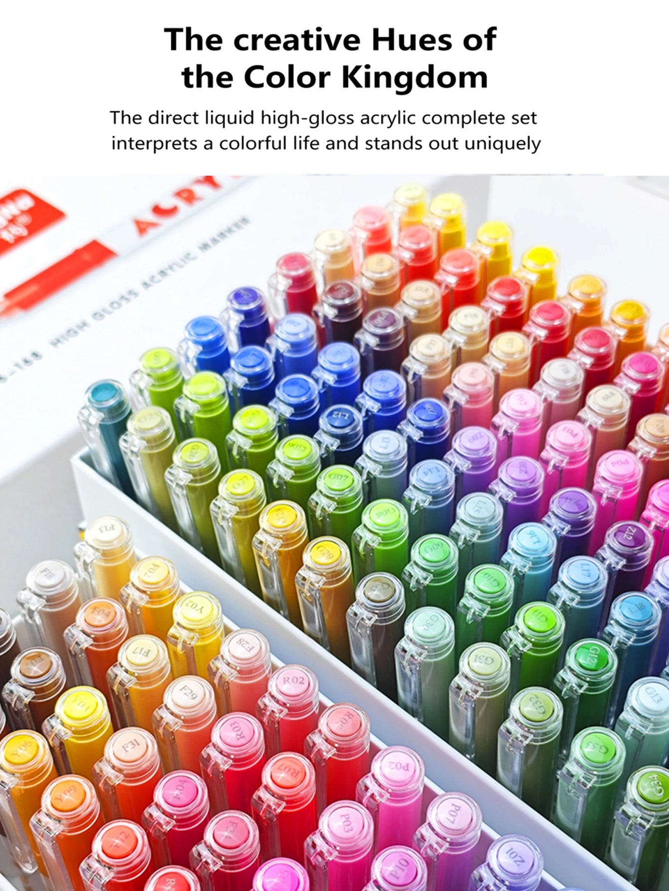 GuangNa 168/12 Colors High Gloss Acrylic Marker Pen Set,Hard Headed Drawing Pens,DIY Graffiti Paint Pen Stationery,GN.586