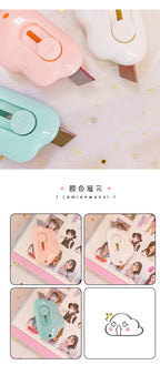 Cute Cat Paw Cloud Utility Knife MINI Pocket Sized Craft Wrapping Box Paper Envelope Cutter Letter Opener Student Art Supplies