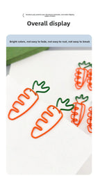 10pcs Funny Carrot Paper Clips Realistic Vegetable Shaped Baked Paint Metal Note Clips Office School Supplies