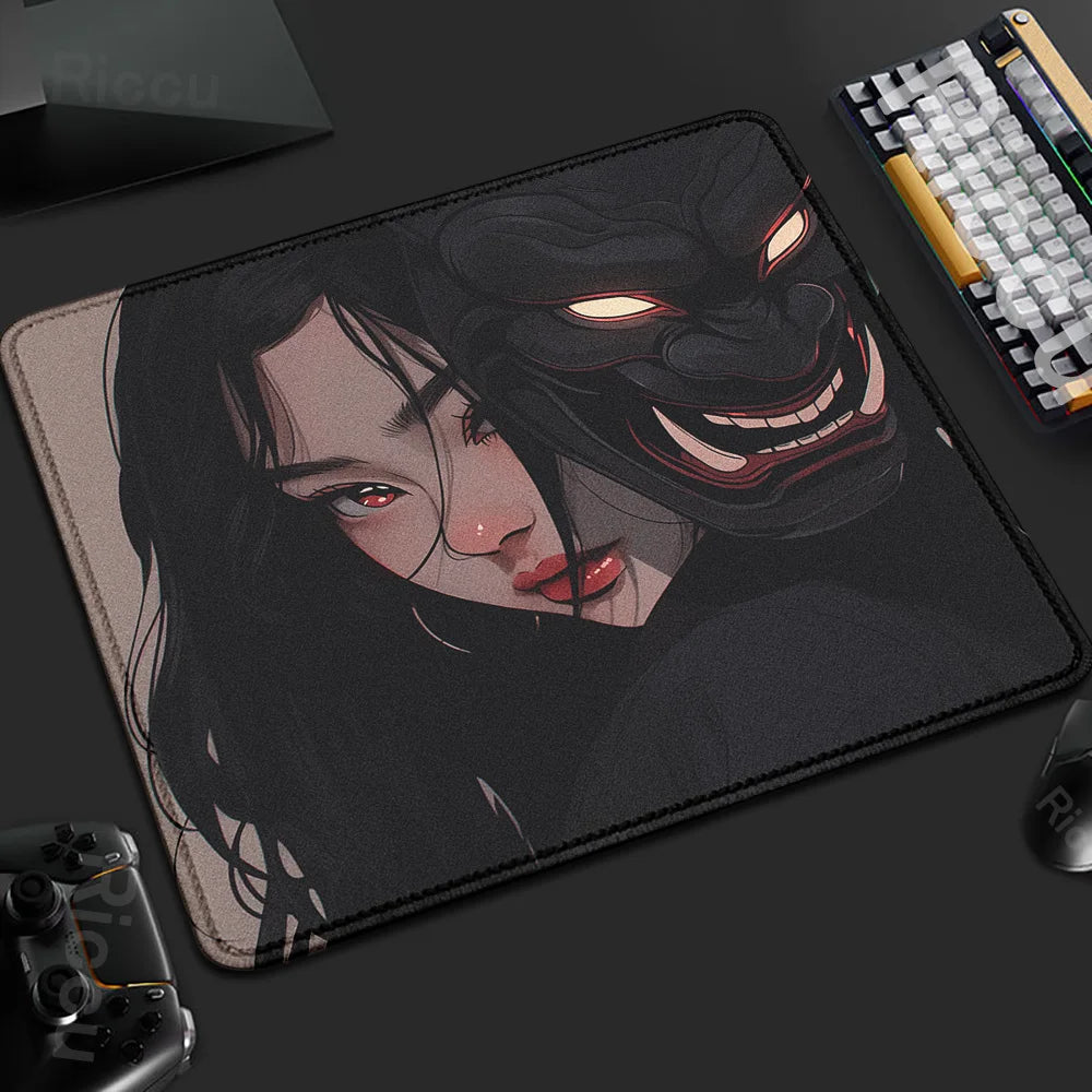 45x40CM Non-slip Mousepad Mask Girl Speed Table Pad E-Sports Keyboard Oni Mice Mat Game Professional Premium Suture Edge Deskmat