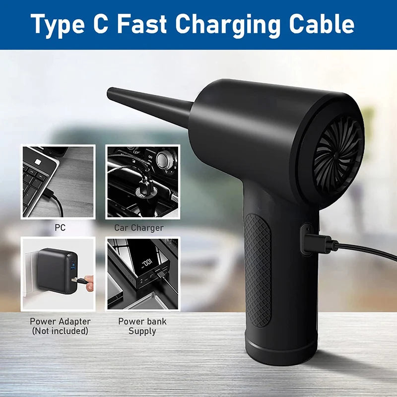 Compressed Air Duster For Computer Laptop Keyboard Car Camera Cleaning 51000 RPM USB Charging Portable Wireless Air Blower