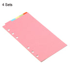 A6 Binder Index Dividers 4 Set 5 Tabs Cardboard Insertable Page for 6 Rings Binder Separating Papers Multi-Color File Divider