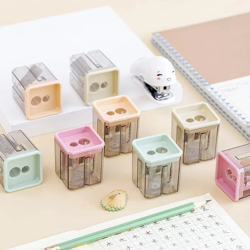 1 Piece Lytwtw's School Supplies Cute Morandi Color Geometry Sharpener For Pencil Office Creative Stationery Item