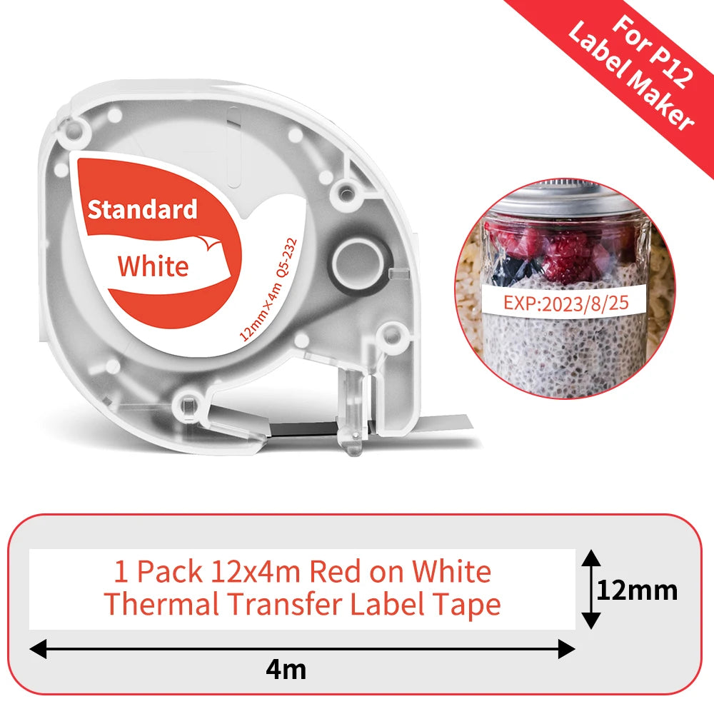 P12 Mini Label Maker Machine with Tape Bluetooth Label Printer Handheld Sticker Multiple Templates Font Inkless Sticker Maker