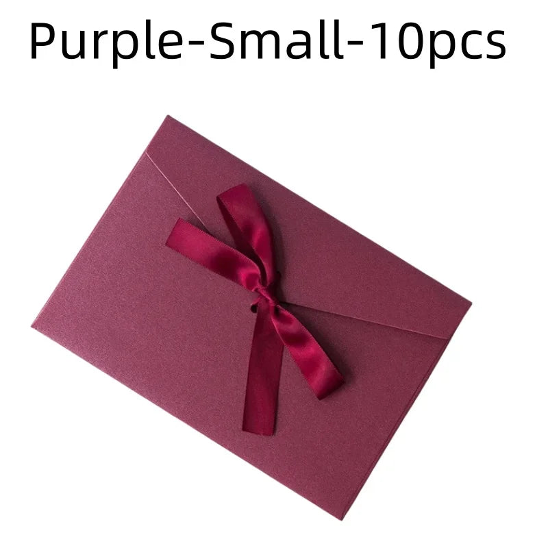 10 Pcs/set Envelope Pearlescent Paper Bow Thicken Ribbon Retro Creative Color Stationery Wedding Invited Gift High Quality