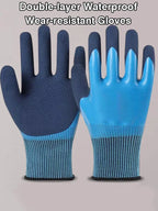 Waterproof Latex Gardening Gloves, Puncture Stab Resistant Wearproof Labor Protective Gloves for Planting Flower Work