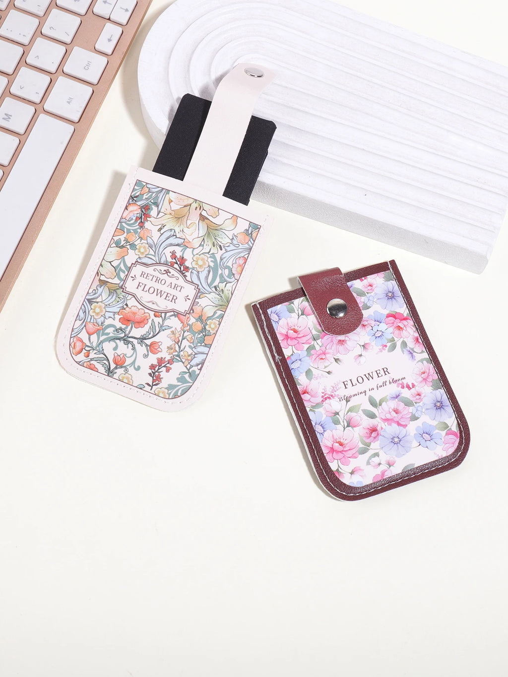 1PC Oil Painting Floral Pattern Card Holder,Pull-Out Multi-Card Slots,Suitable for ID Cards,Bank Cards, Business CardsStorage