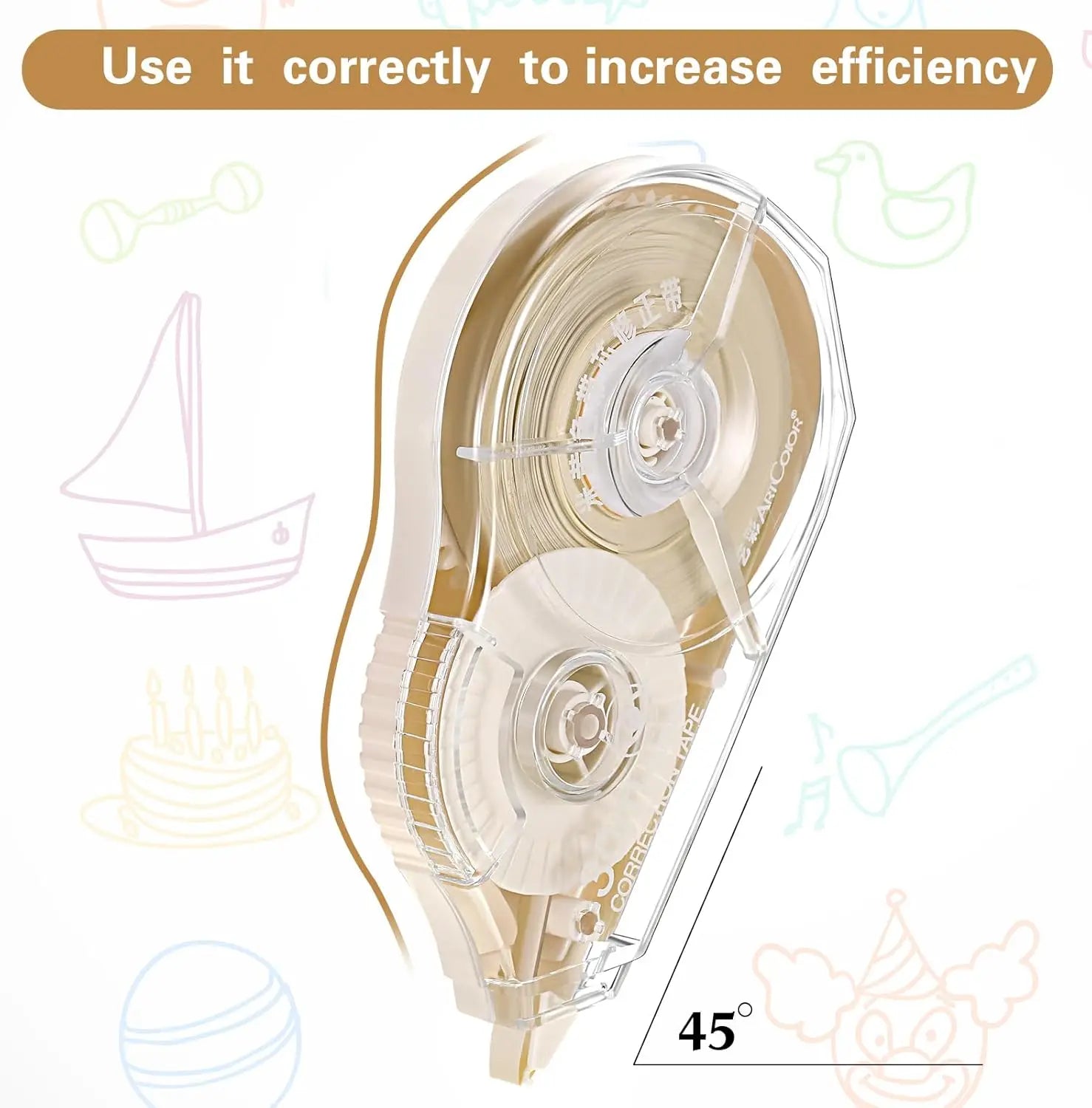 Correction Tape Cream Color Beige Corrective Tape Eraser 100 Feet Long for School Office Supplies Crafting Note Taking Journal