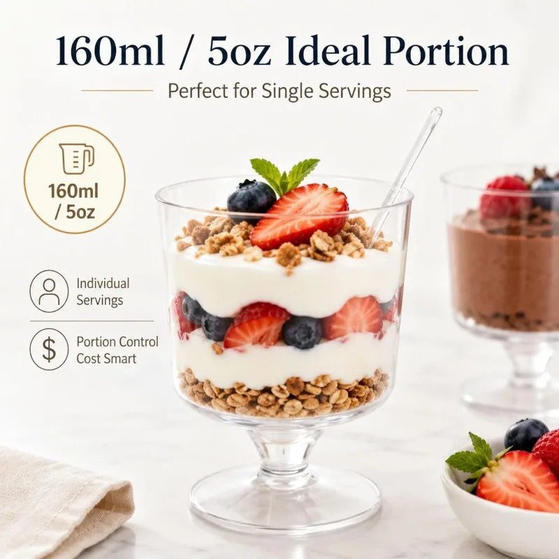Disposable Plastic Cups with Spoons Transparent  DIY Dessert Cup Pudding Container for Ice Cream Cake Fruit Yogurt Snacks Bowls