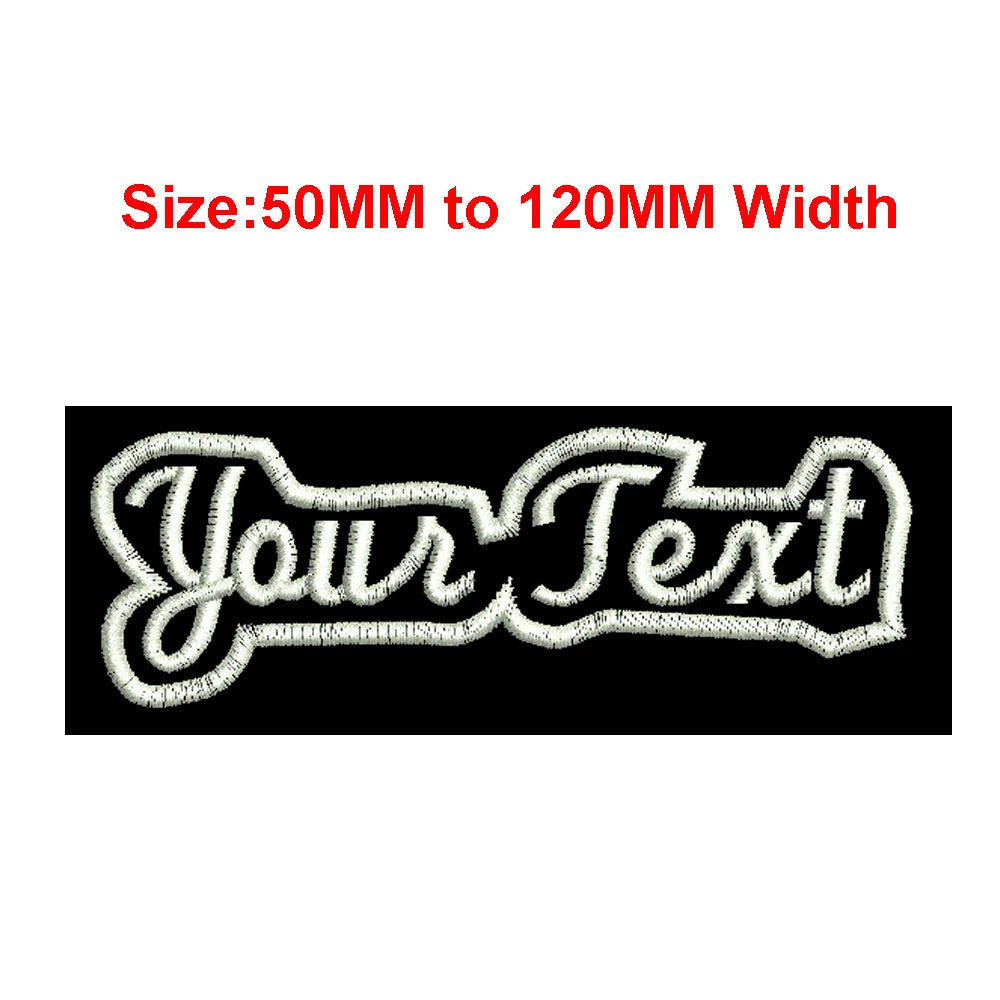1pc Custom Own Personal Text Tag 50MM To 120MM Wide Iron On Embroidery Label/Brand On Left Chest Symbol/Tell Us Your Text Need