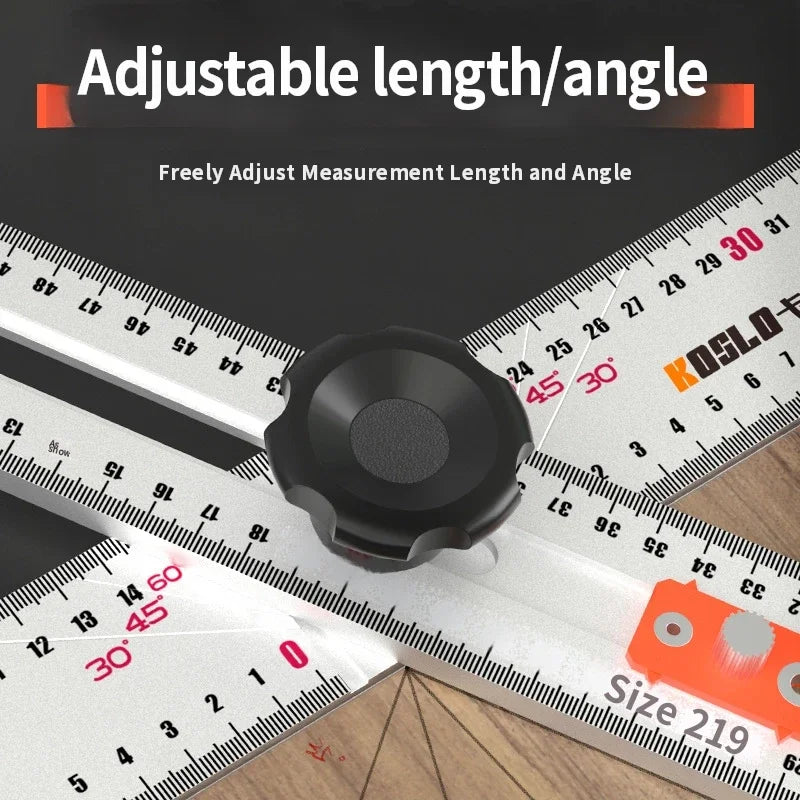Woodworking T-Square Ruler 2 in 1 Drill Guide Hole Positioning Measuring Tool