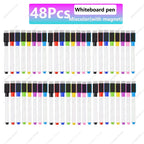 1-48Pcs Magnetic Erasable Whiteboard Pen Color Options Numbering Stationery Office Teaching Supplies for Blackboard Student Note