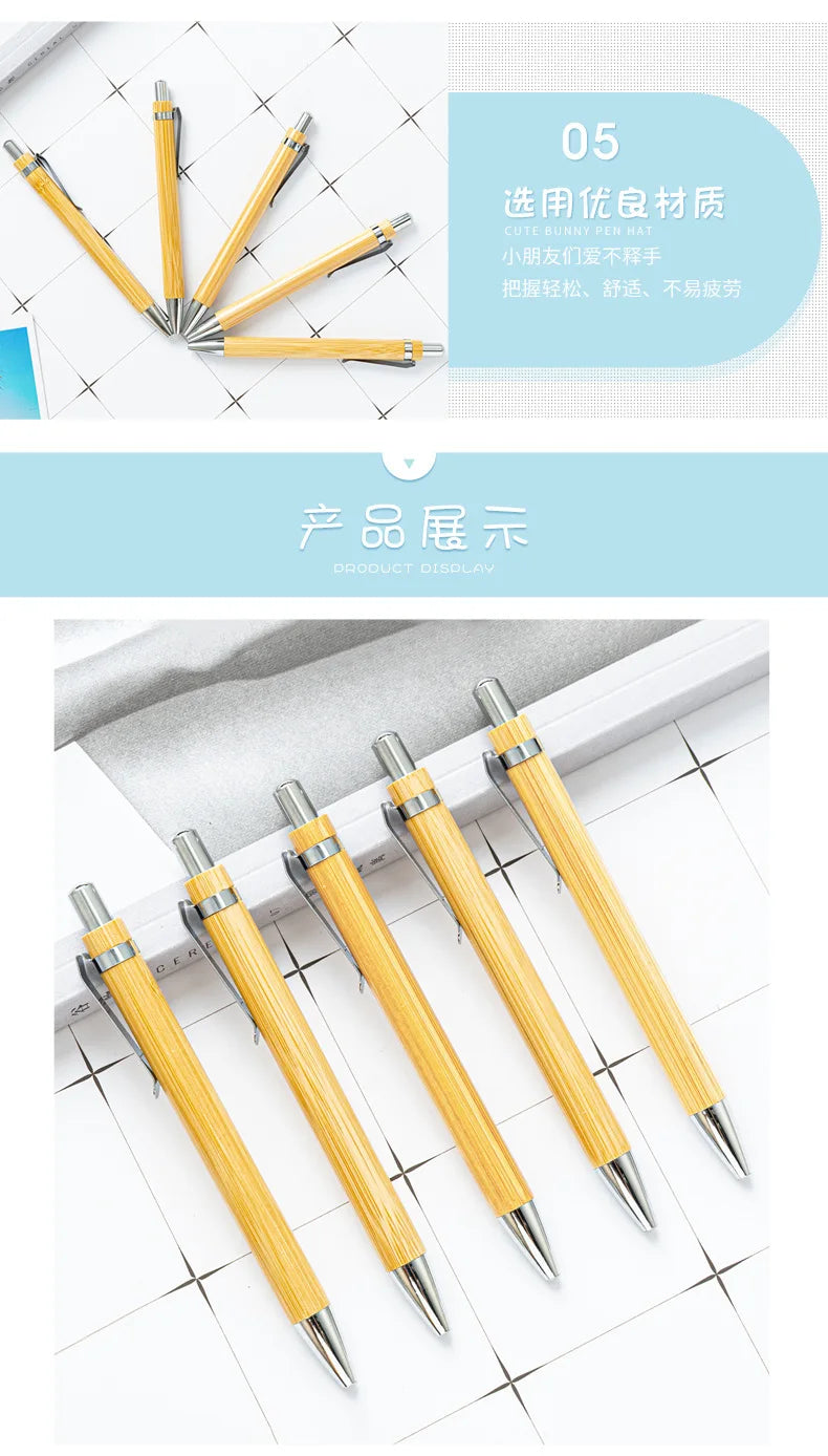 30Pcs Bamboo Wood Ballpoint Pen 1.0mm Tip Office School Wrting Stationery Business Signature Ball Pens Bamboo Pen