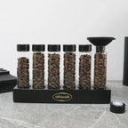 Coffee Beans Storage Container Glass Tube Bottle With Breathable Lid Wooden Display Rack Barista Accessories Coffeware Sets Gift