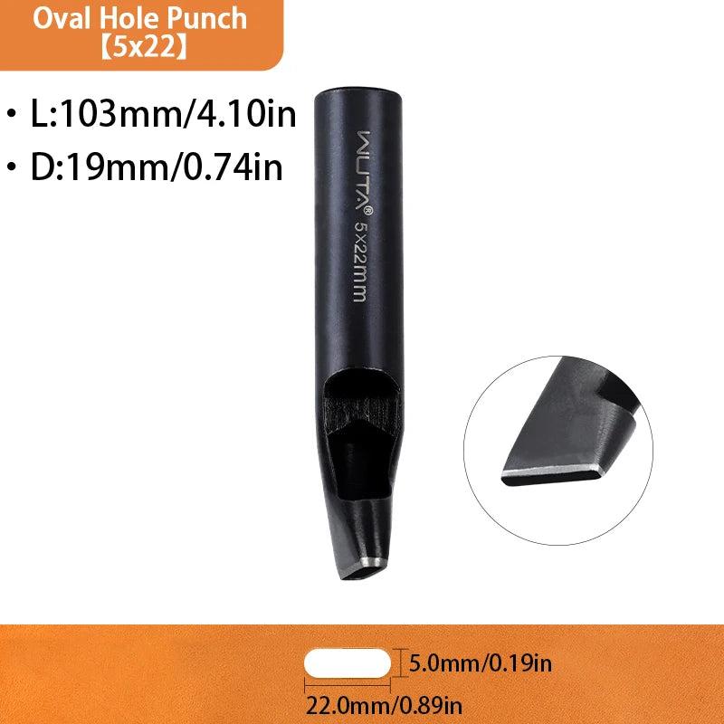 WUTA Basic Series 1pc Leather Belt Hole Puncher Oblong Hollow Punch Oval Flat Punches DIY Craft Tools for Strap Watch Band Bags