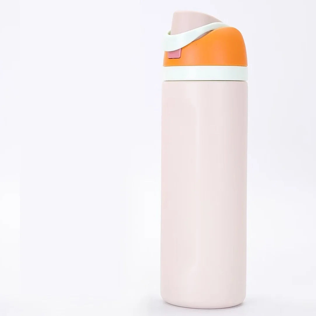 480/710ml Thermos Cup 304 Stainless Steel Straw/Direct Drinking Water Bottle One-touch Open Vacuum Mug for Outdoor,Car,Daily Use