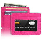 Minimalist Ultra-Thin Transparent ID Window Leather Card Holder – Unisex Compact Credit Card Wallet