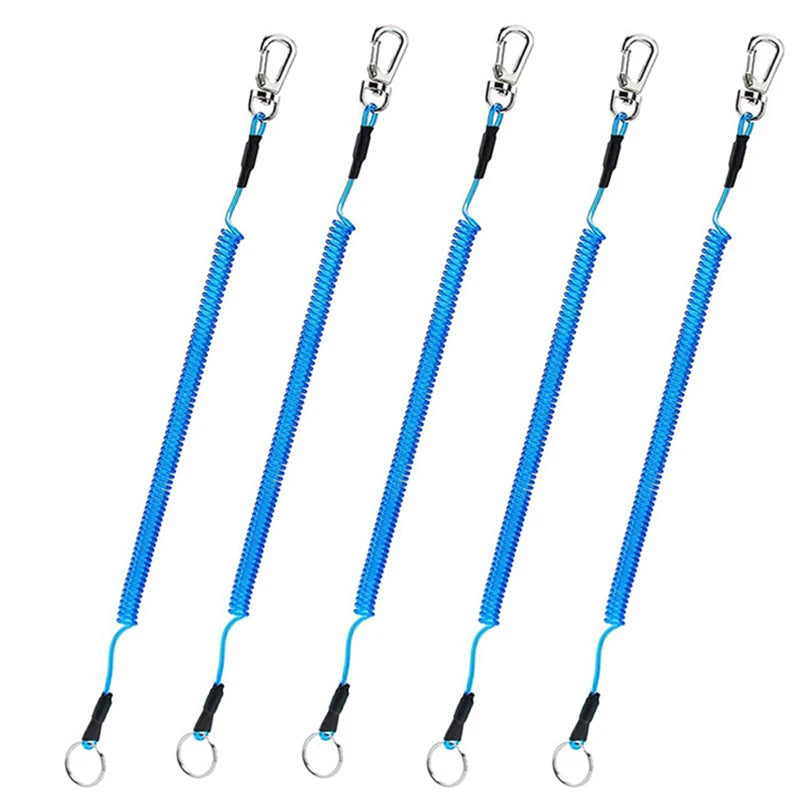 1.2m/2m/3m Max Stretch Plastic Spring Elastic Rope Fishing Lanyards With Carabiner Boating Ropes Anti-lost Phone Keychain Lock